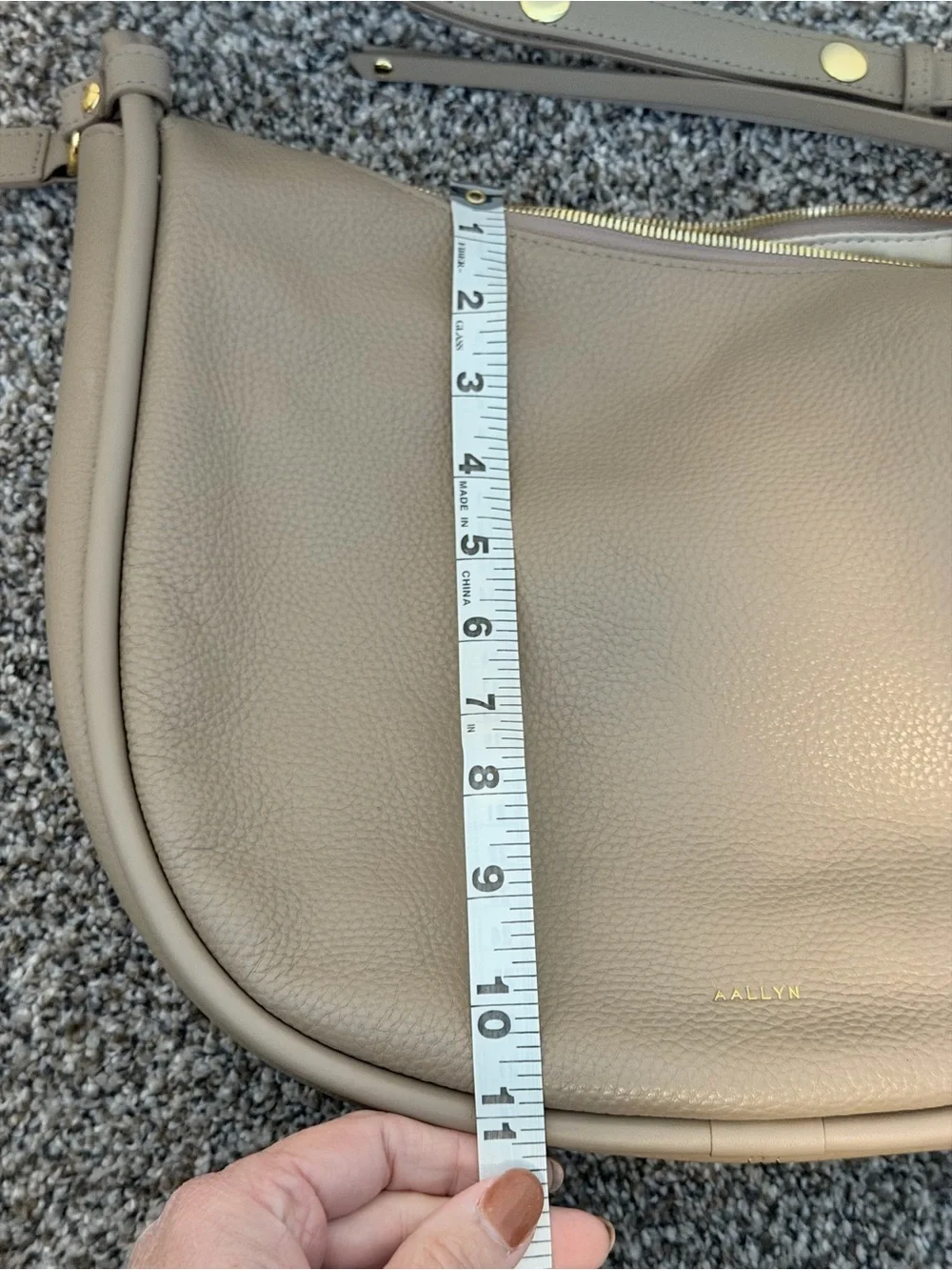 Pebbled Taupe Leather Hobo Shoulder Bag